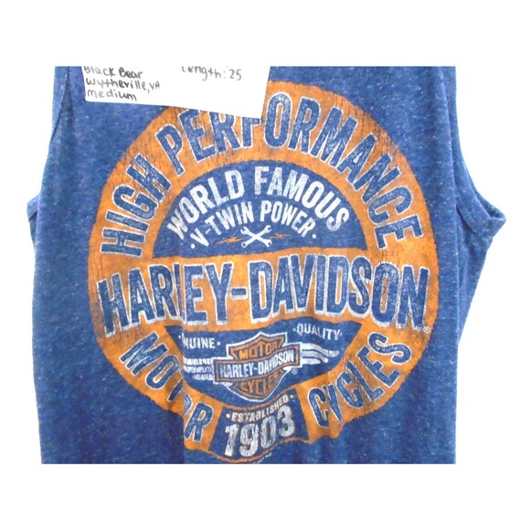 Harley Davidson Mens Tank Top Size M Awesome Graphic Wytheville VA Blue Made USA - Picture 4 of 8